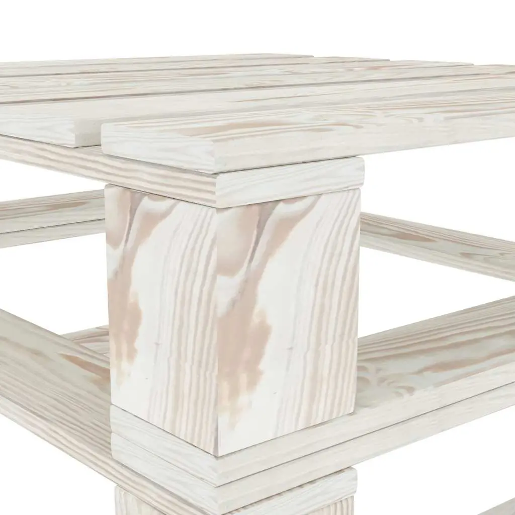 7 Piece Outdoor Lounge Set White Pinewood Garden Furniture Coffee Table
