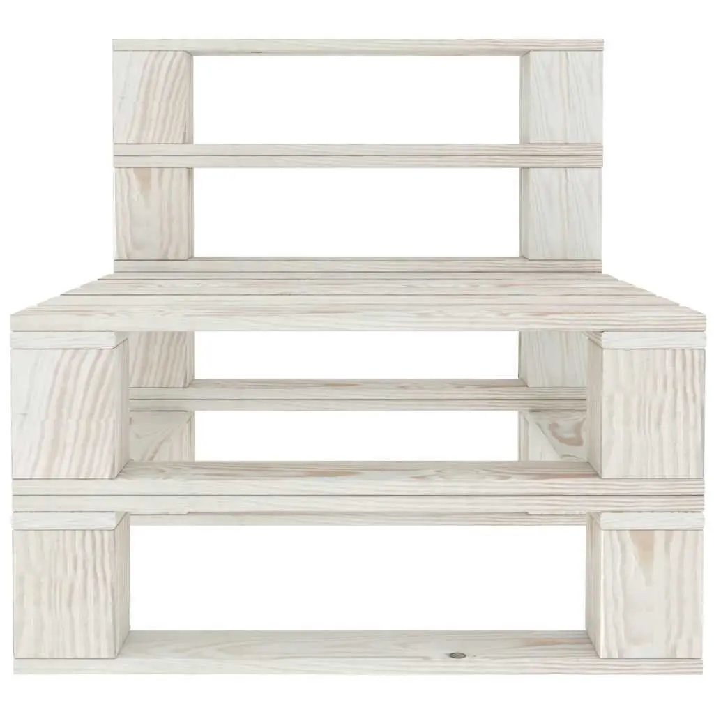 7 Piece Outdoor Lounge Set White Pinewood Garden Furniture Coffee Table
