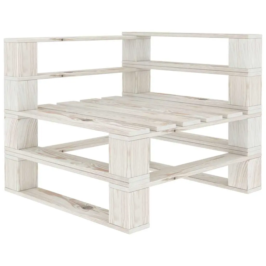 7 Piece Outdoor Lounge Set White Pinewood Garden Furniture Coffee Table