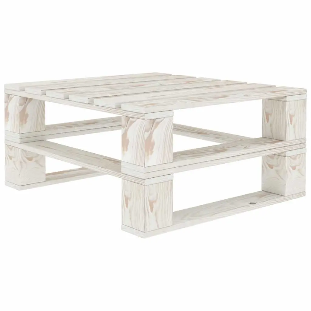 7 Piece Outdoor Lounge Set White Pinewood Garden Furniture Coffee Table