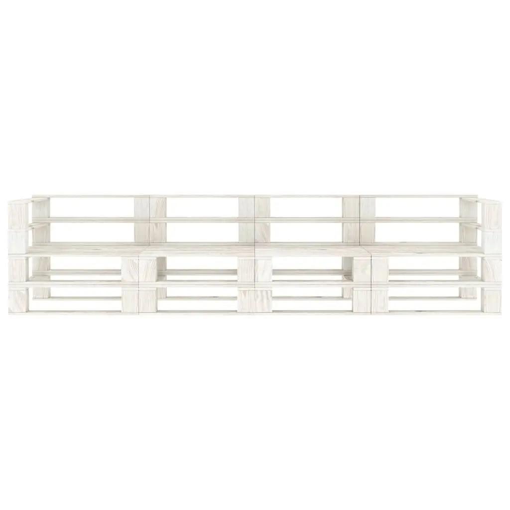 Garden Pallet Sofa Rustic White Wood 4-Seater Outdoor Patio Couch