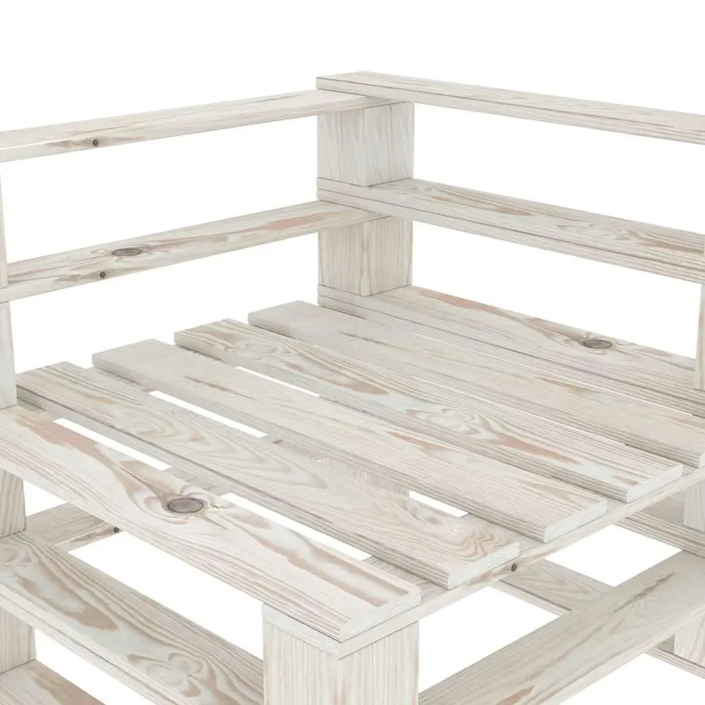Garden Pallet Sofa Rustic White Wood 4-Seater Outdoor Patio Couch