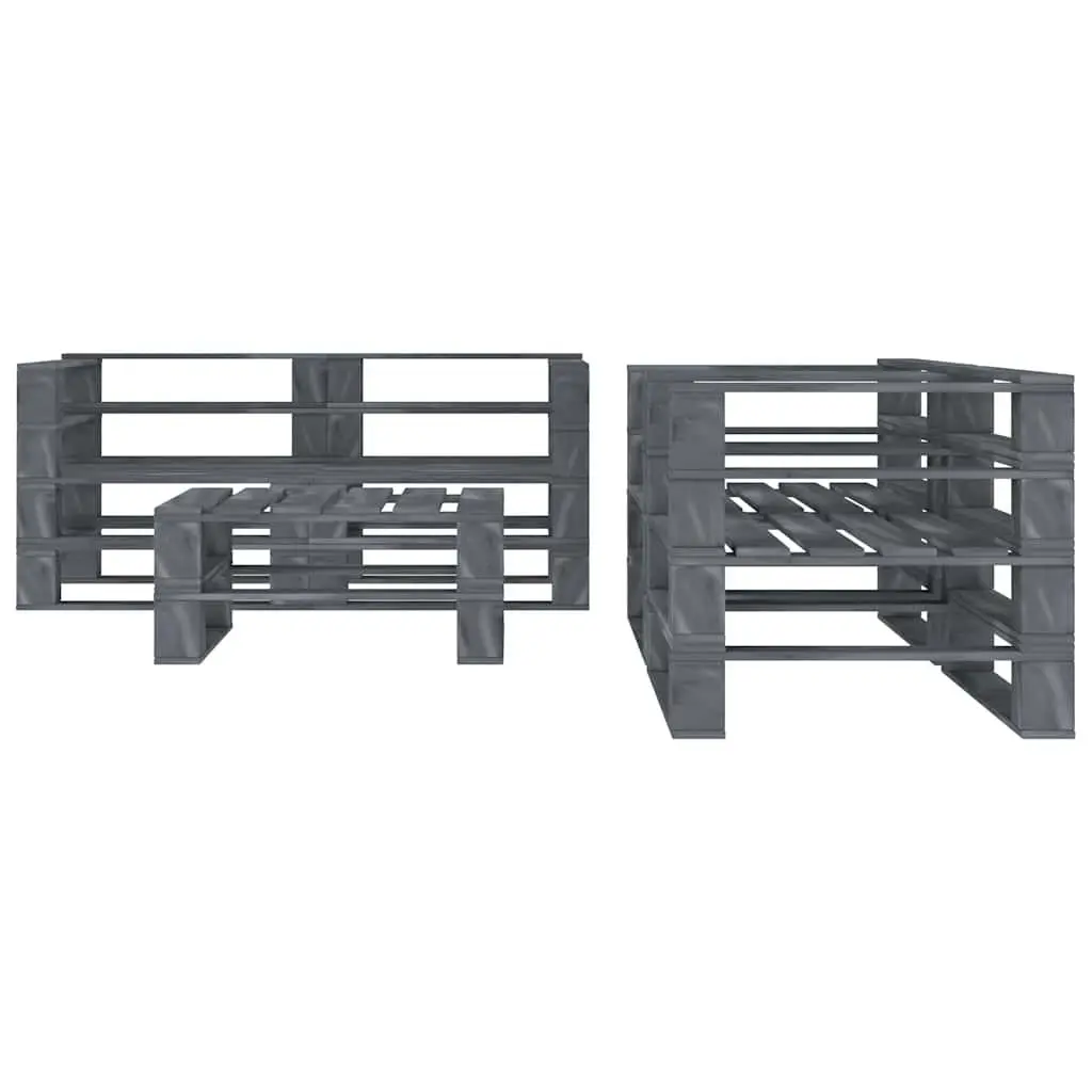 5 Piece Garden Pallet Lounge Set Outdoor Furniture Grey