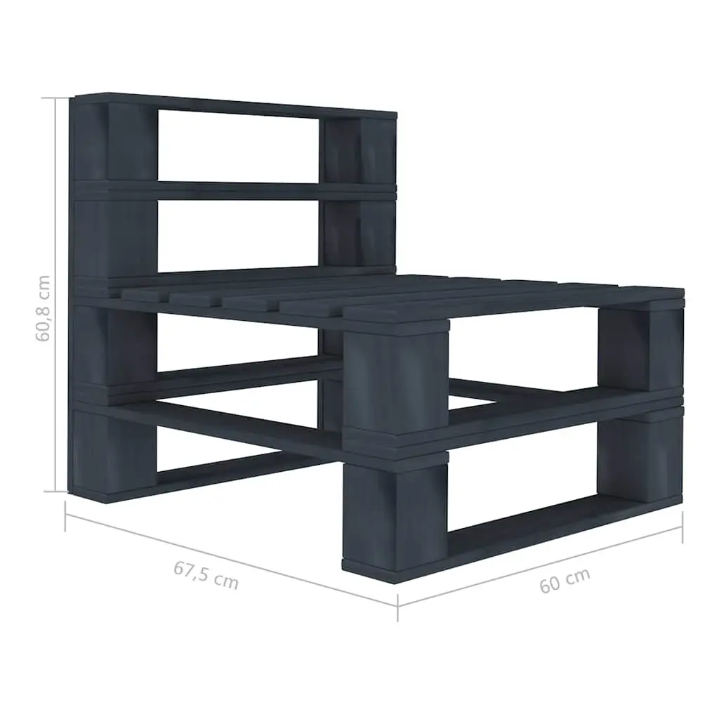 Garden Pallet Lounge Set Grey Wooden 6 Piece Outdoor Furniture