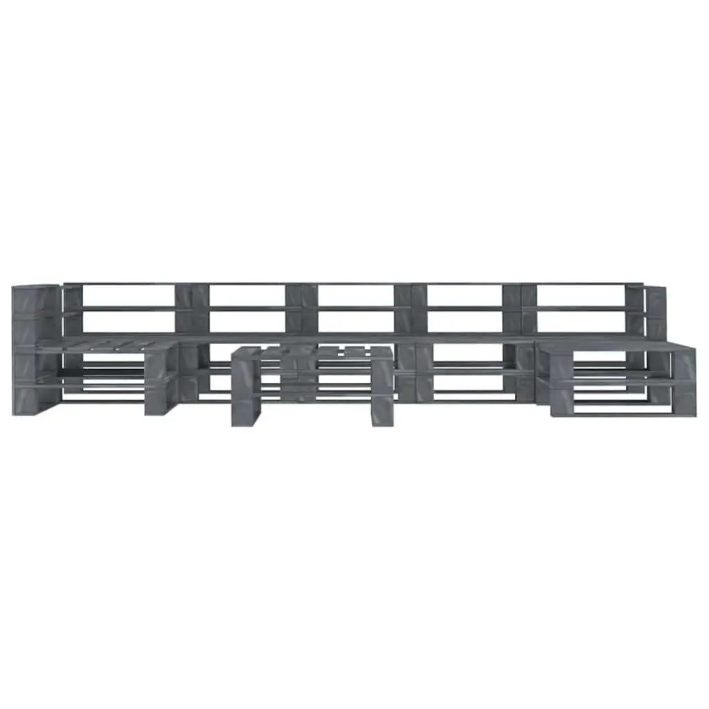Garden Pallet Lounge Set 8 Piece Outdoor Furniture Grey Wooden Patio Sofa