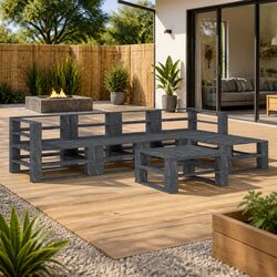 Friendly 6 Piece Grey Wooden Lounge Set for You