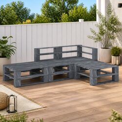 Your 4 Piece Grey Pallet Lounge Set Awaits You