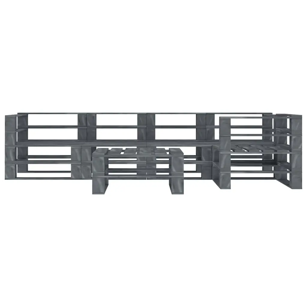 Garden Pallet Lounge Set Grey 6 Piece Outdoor Furniture Sofa Coffee Table