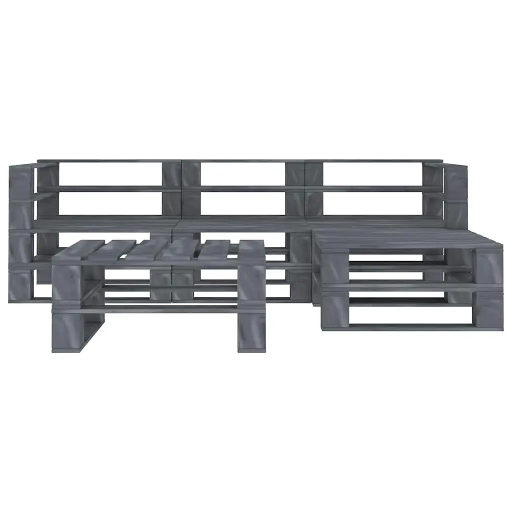 Garden Pallet Lounge Set 5 Piece Outdoor Furniture Sofa Coffee Table Grey Wood