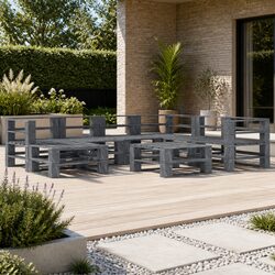 Friendly 8 Piece Grey Wood Lounge Set for Your Garden