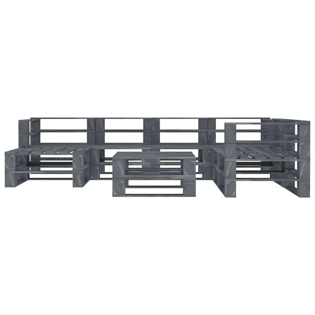 8 Piece Garden Pallet Lounge Set Grey Wood Outdoor Furniture