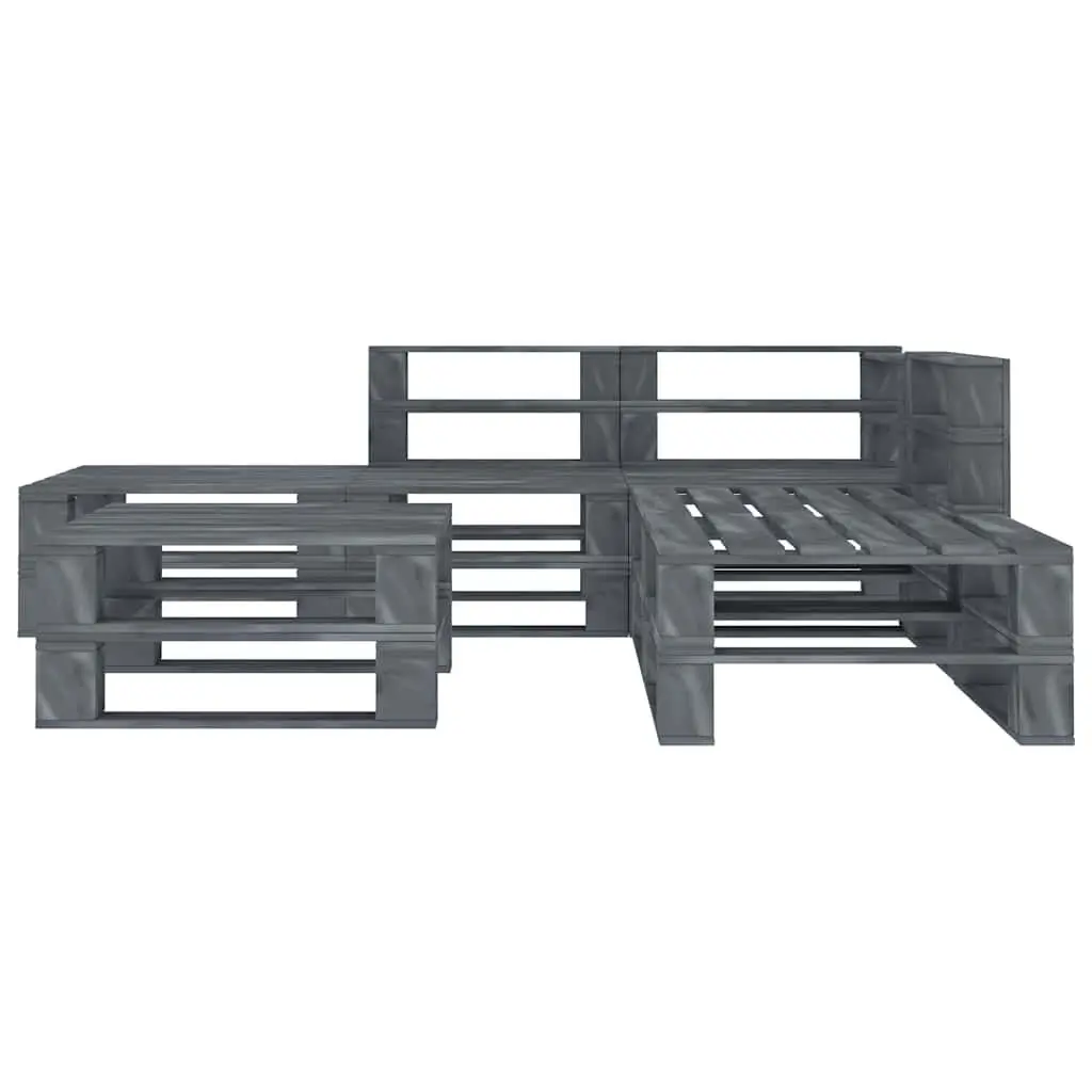 Garden Pallet Lounge Set 6 Piece Grey Wood Outdoor Furniture