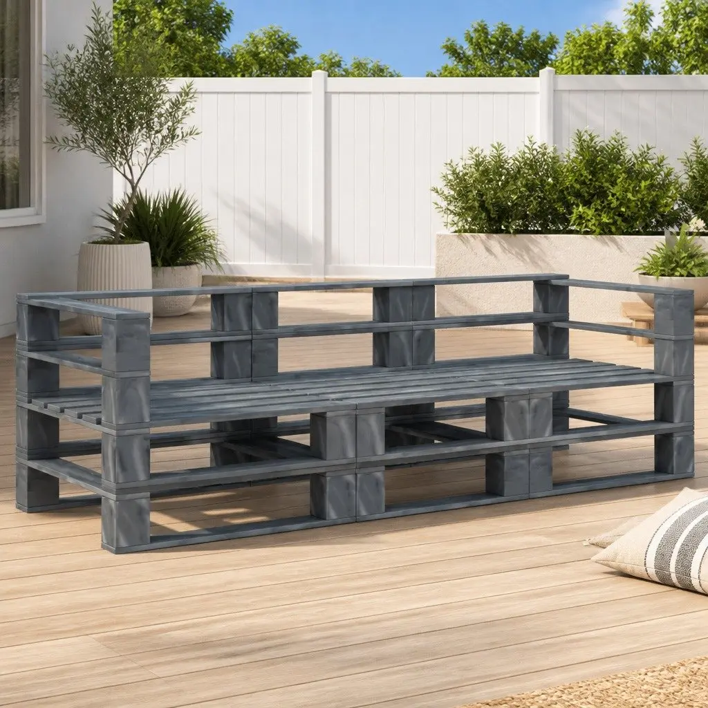 Garden Pallet Sofa Outdoor Wood 3-Seater