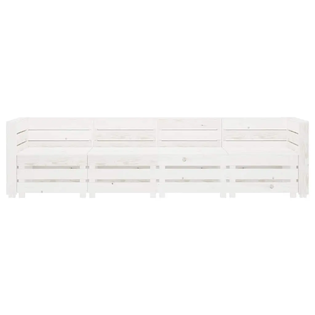 Garden Pallet Sofa Wooden Outdoor Lounge Couch 4-Seater White