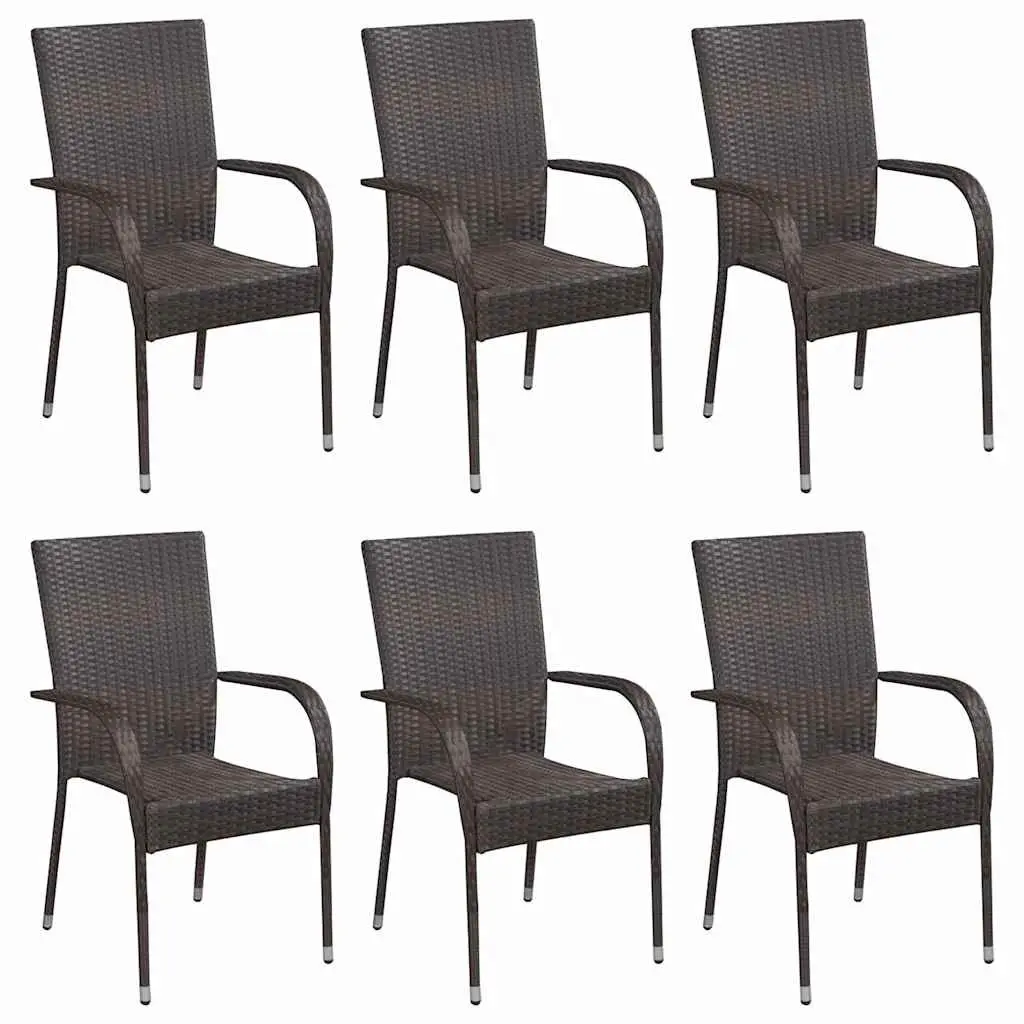7 Piece Garden Dining Set Outdoor Furniture Poly Rattan Steel Acacia Wood Table