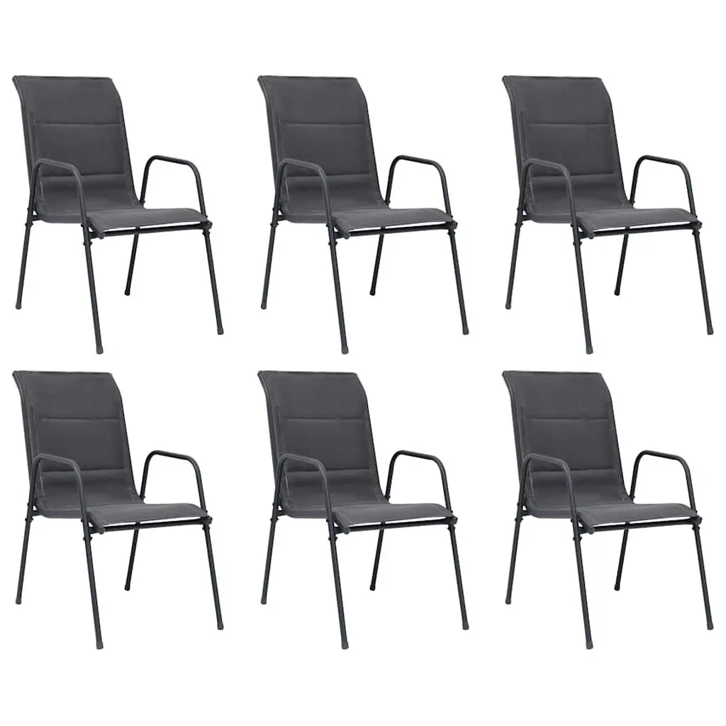Outdoor Dining Set 7 Piece Steel Frame Chairs Table Patio Furniture Anthracite