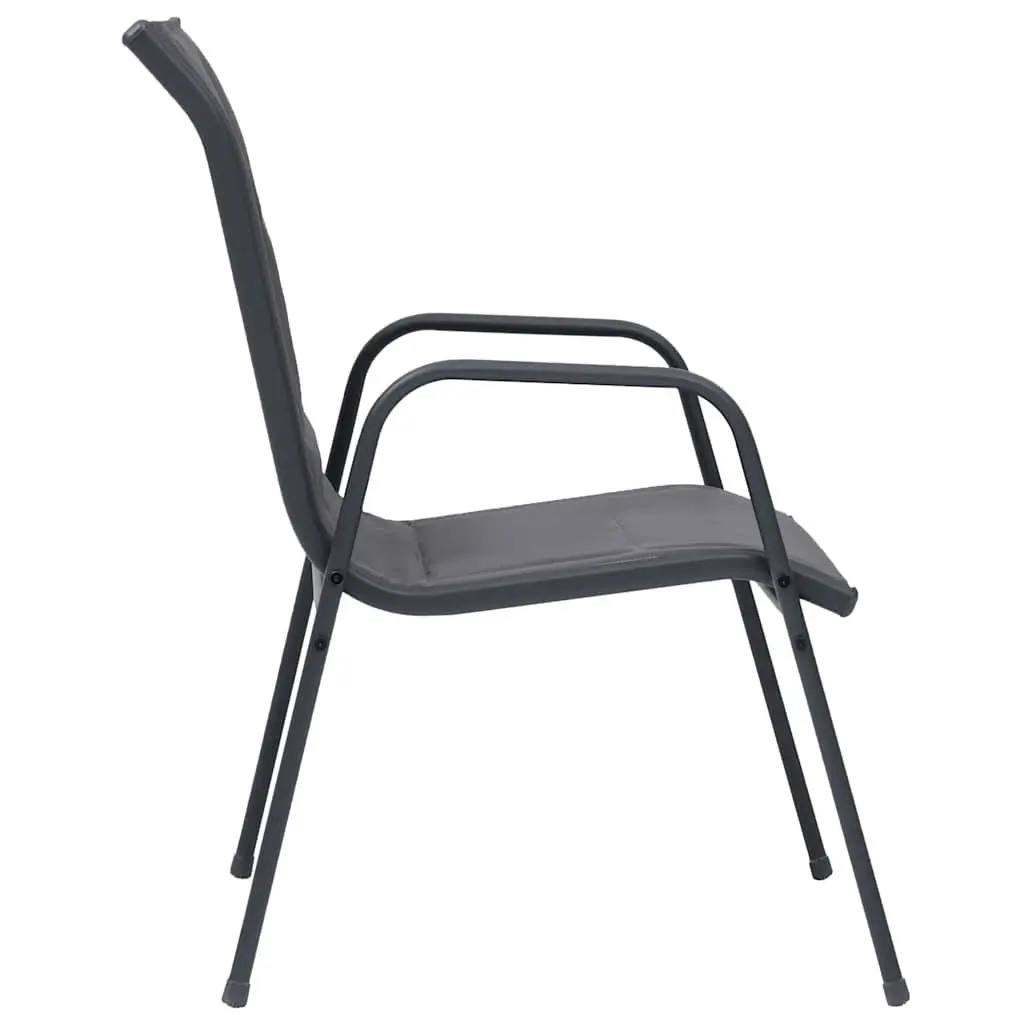 Outdoor Dining Set 7 Piece Steel Frame Chairs Table Patio Furniture Anthracite