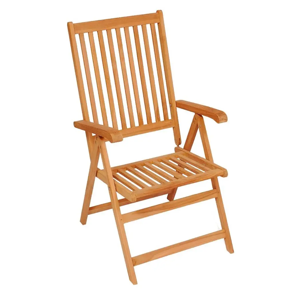 Outdoor Reclining Garden Chairs 8 pcs Folding Wooden Armchairs with 7