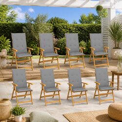 Enjoy Outdoor Relaxation with 8 Reclining Teak Chairs