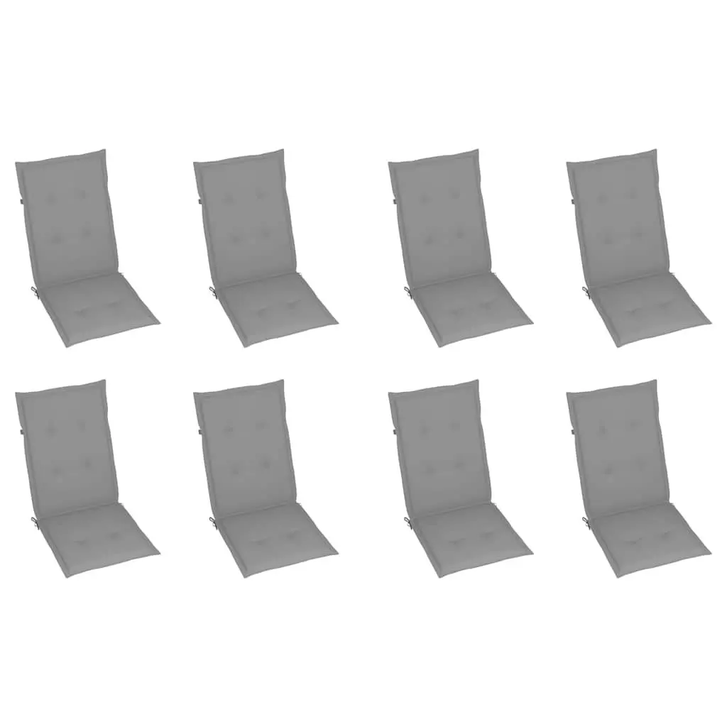 Reclining Garden Chairs Teak Wood Grey Cushions 8 Piece Folding