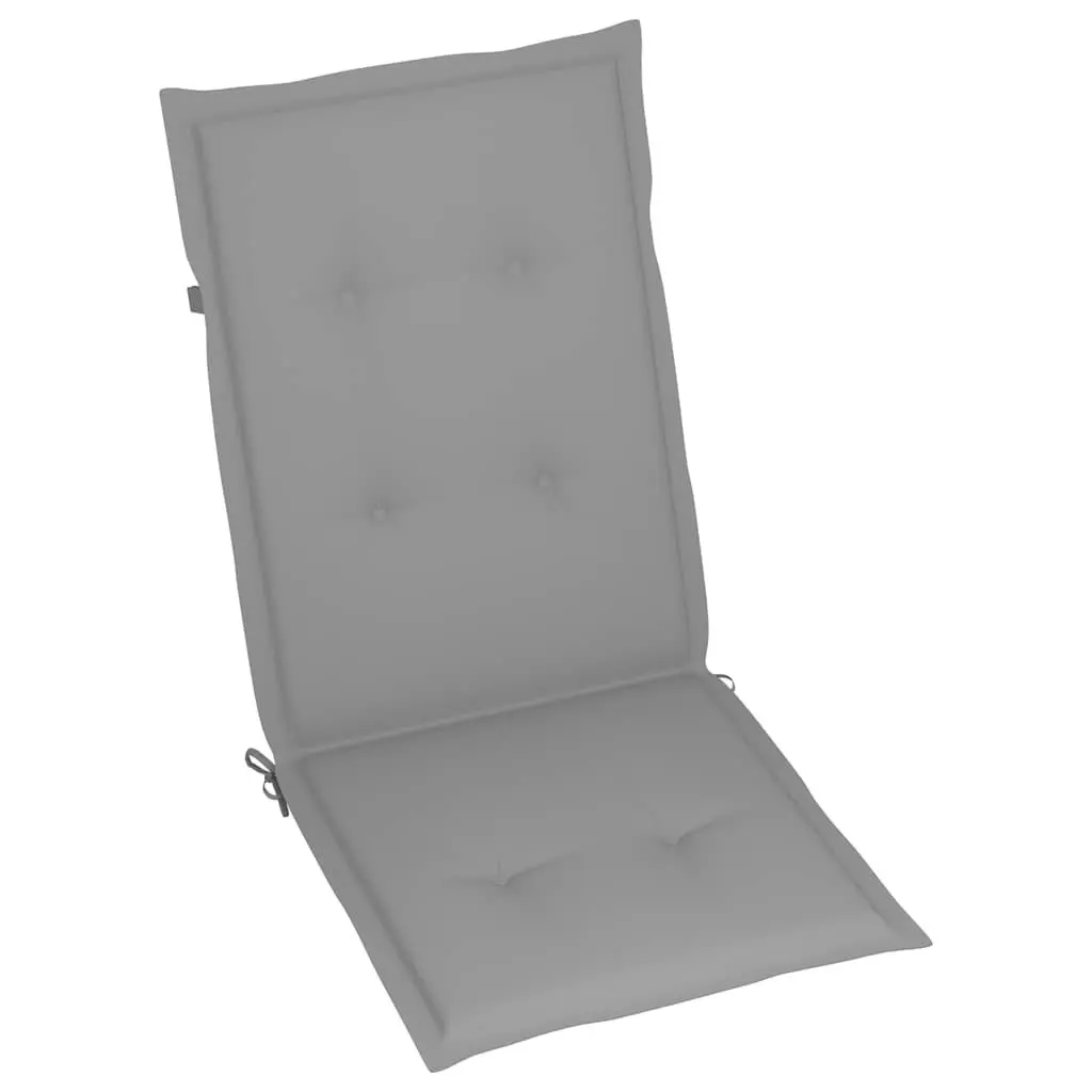Reclining Garden Chairs Teak Wood Grey Cushions 8 Piece Folding