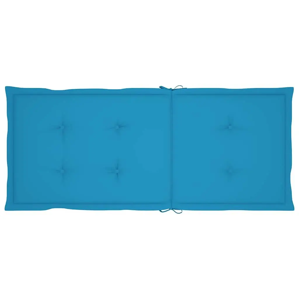 Outdoor Reclining Garden Chairs with Blue Cushions 8 Pieces Teak Wood Folding
