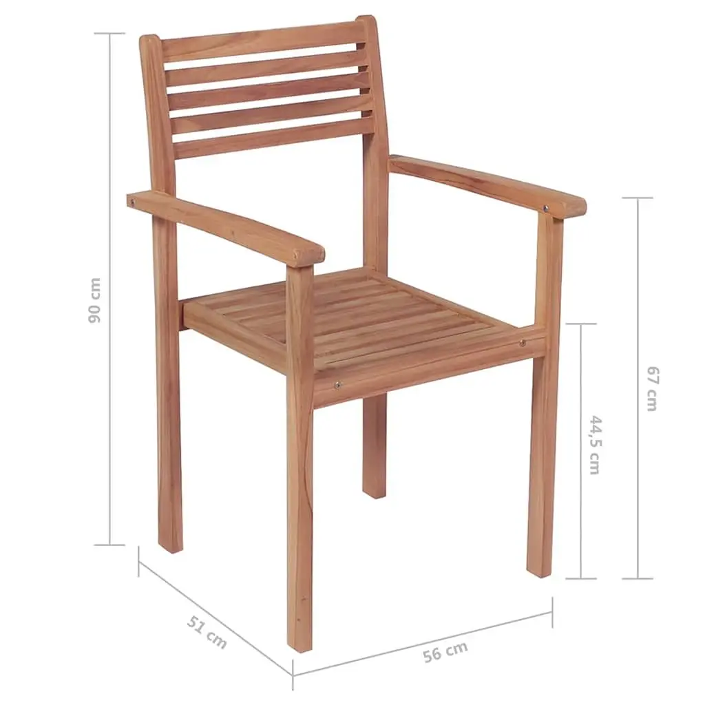 Stackable Garden Chairs 8 pcs Solid Teak Wood Outdoor Dining Chair Set Brown