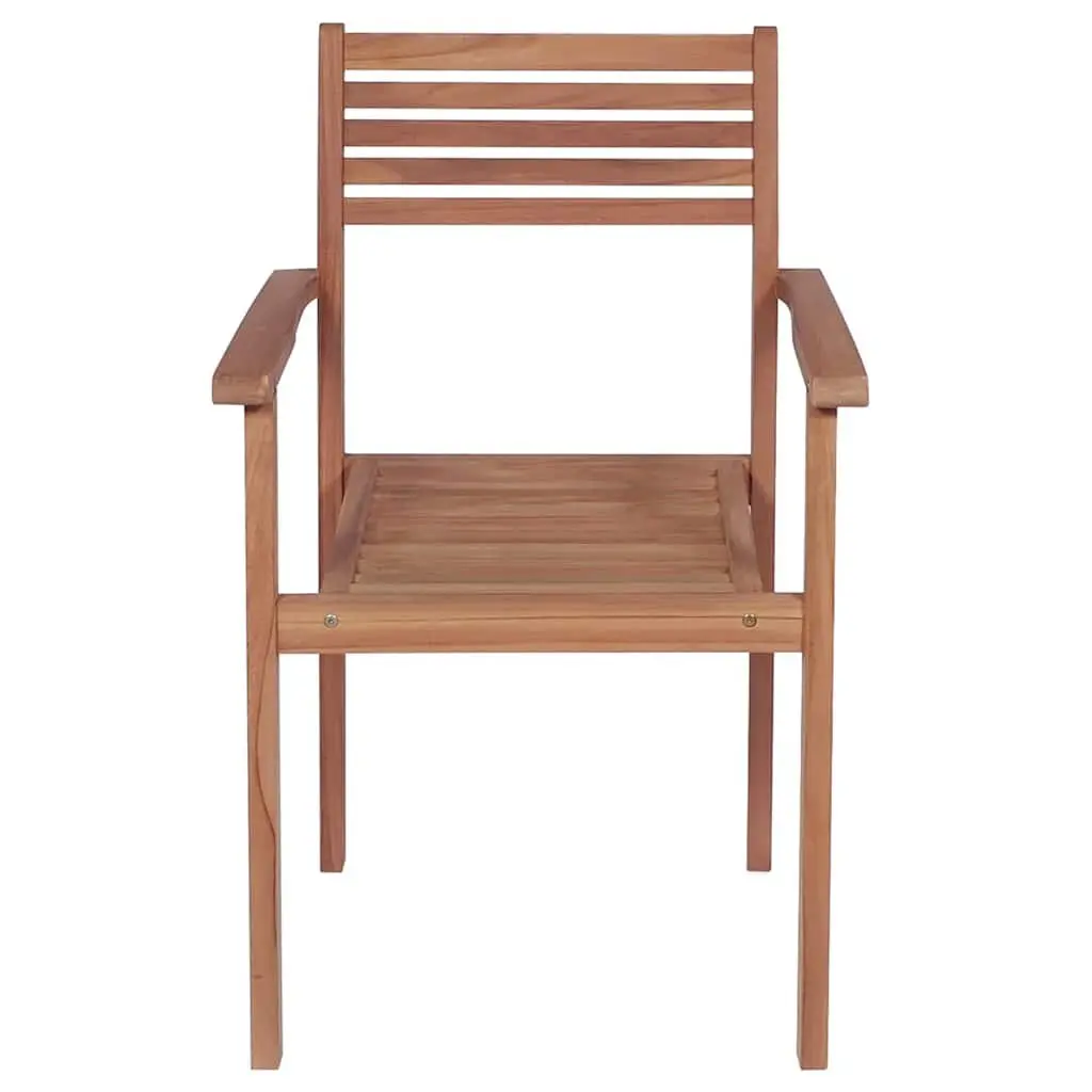 Outdoor Stackable Garden Chairs with Cushions Teak Wood Grey 8 Piece Set
