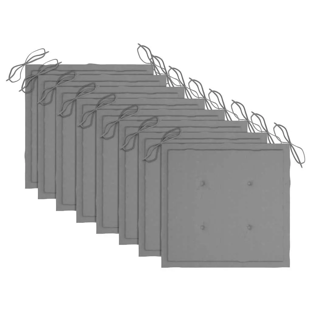 Outdoor Stackable Garden Chairs with Cushions Teak Wood Grey 8 Piece Set