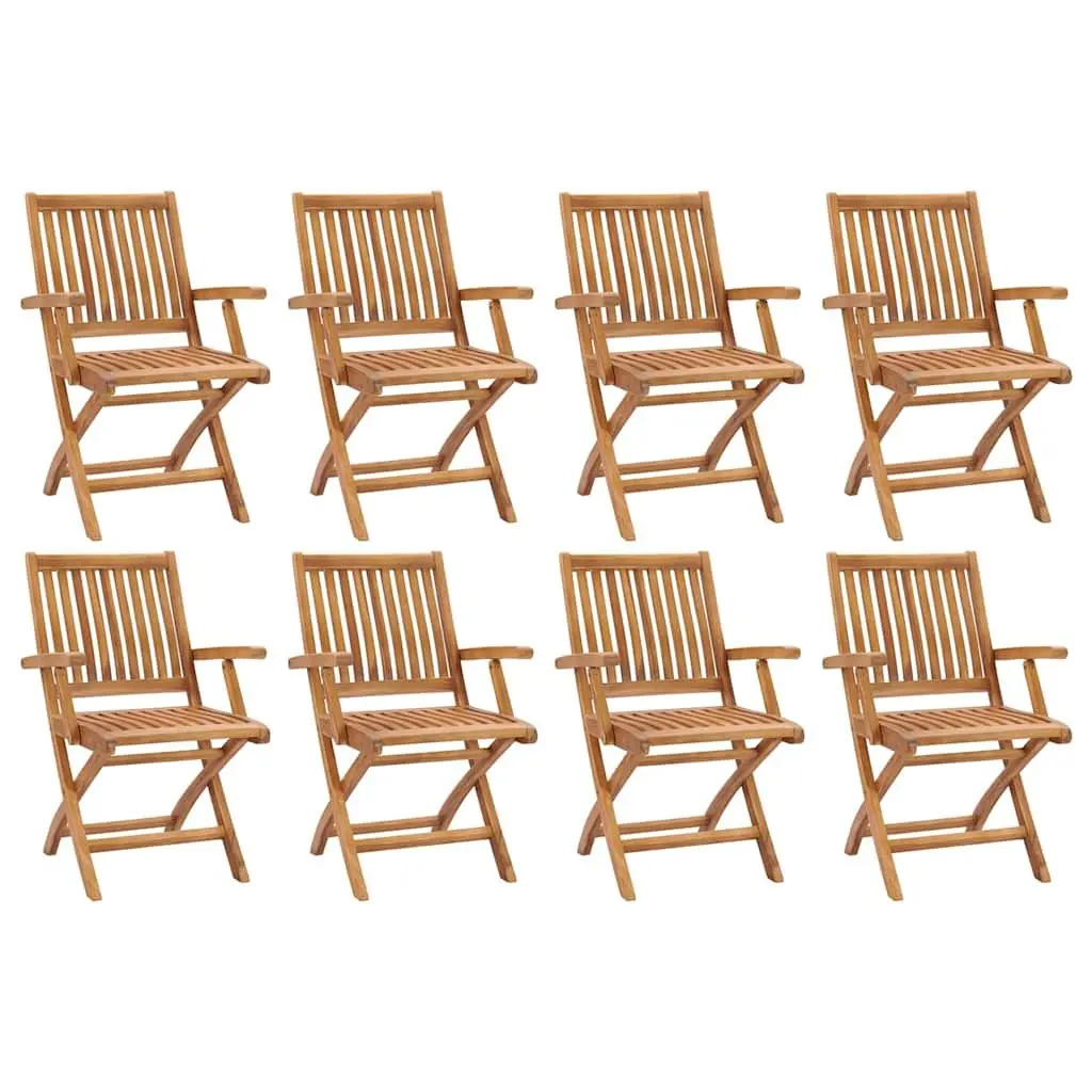 Folding Outdoor Garden Chairs Solid Teak Wood Brown 8 Piece Set