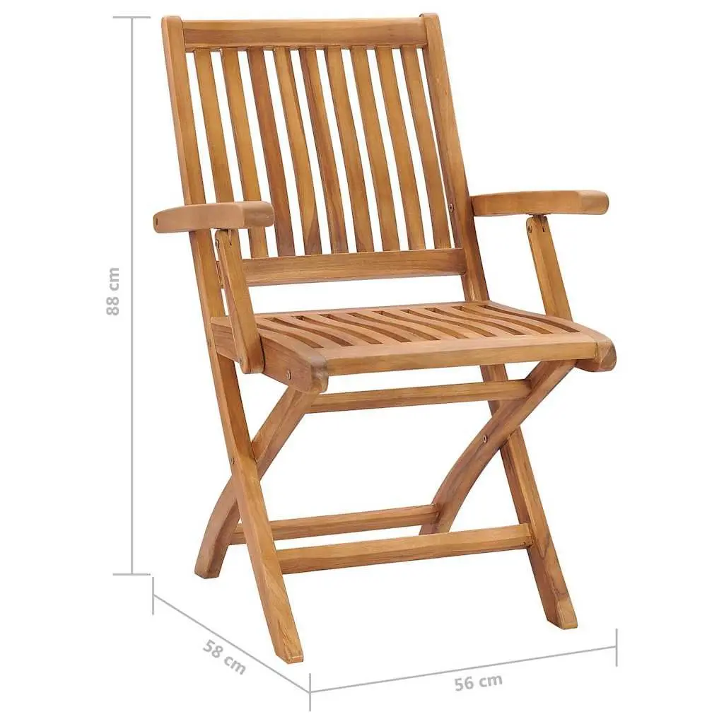 Folding Outdoor Garden Chairs Solid Teak Wood Brown 8 Piece Set