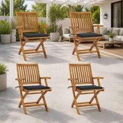 4 Outdoor Folding Chairs with Cushions in Anthracite Color