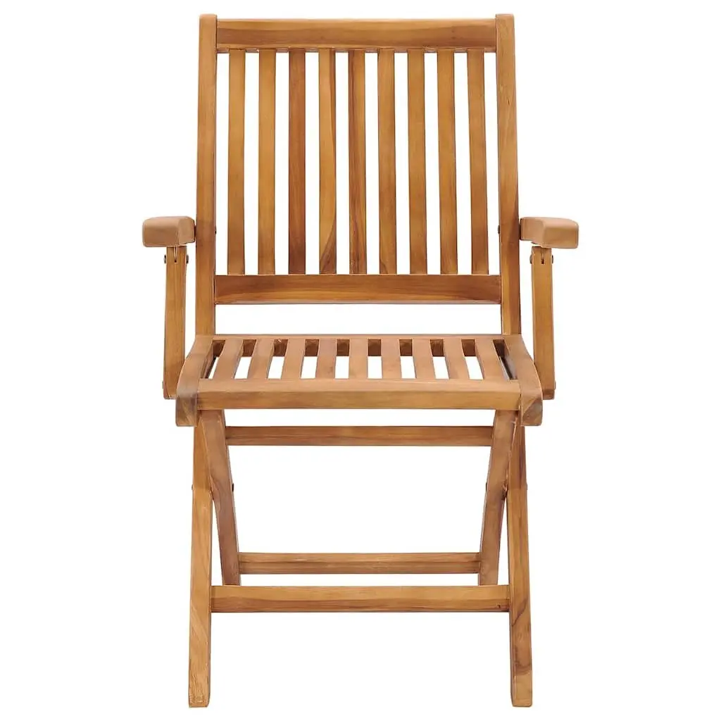 Folding Garden Chairs Set 4 Pcs Outdoor Seating with Cushions Teak Wood Beige