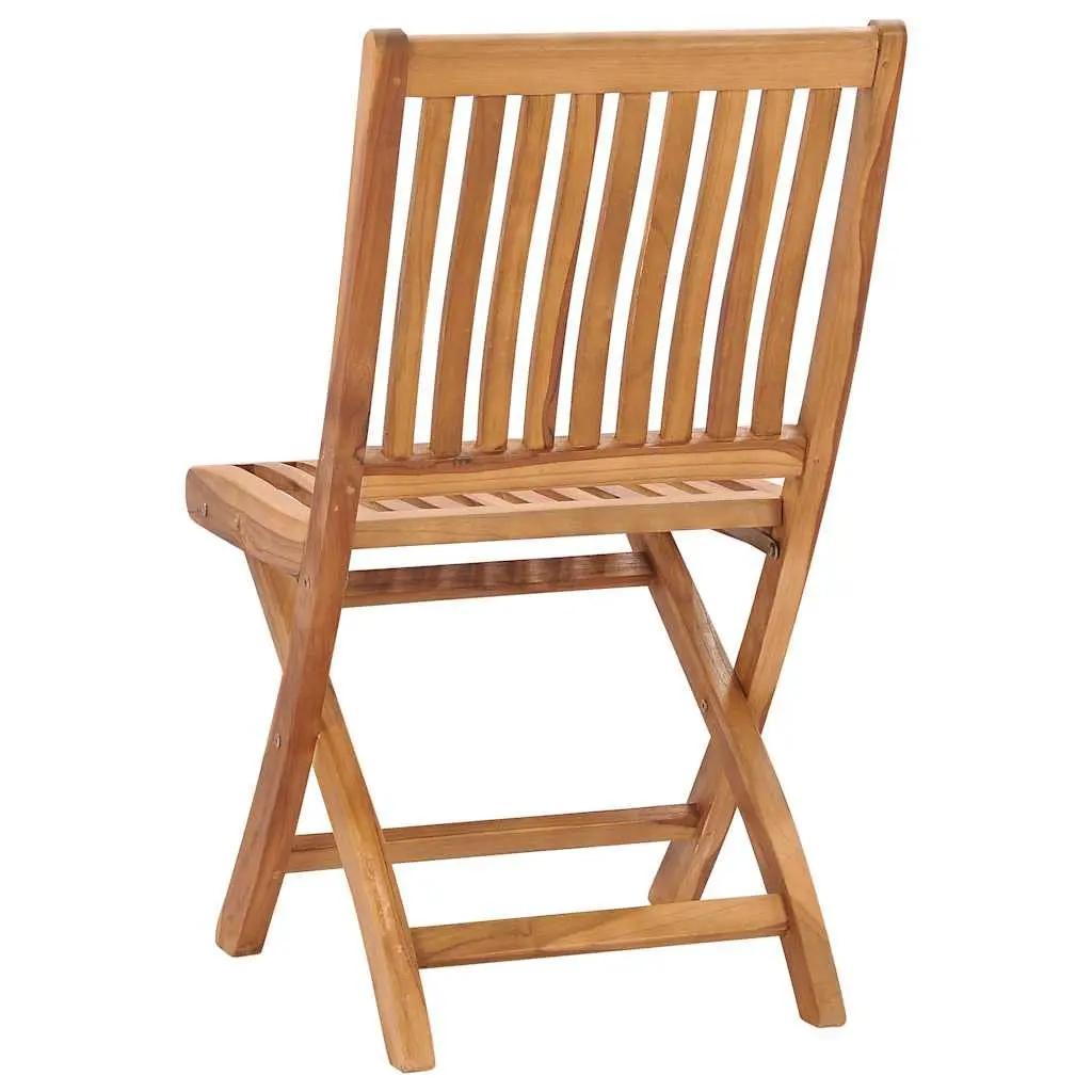 Folding Garden Chairs Set 4 pcs Teak Wood Outdoor Seating Dining Furniture Brown