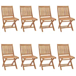 Set of 8 Teak Wood Folding Garden Chairs