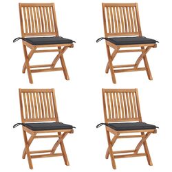 Folding Garden Chairs with Cushions - 4 pcs Outdoor Set