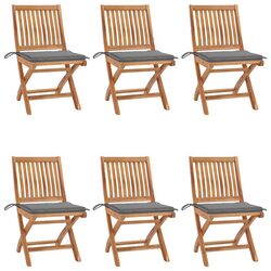 6 Folding Garden Chairs with Cushions in Grey