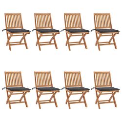 Stylish 8 pcs Teak Folding Garden Chairs with Cushions