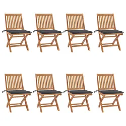Stylish 8 pcs Teak Folding Garden Chairs with Cushions