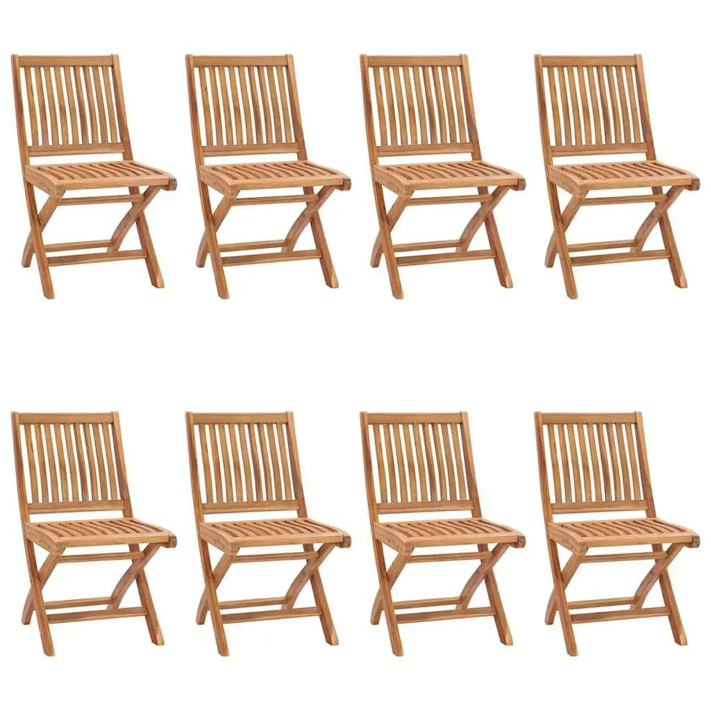 Folding Garden Chairs Set 8 Pieces Teak Wood with Cushions
