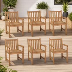 Outdoor Chairs 6 pcs Solid Teak Wood Garden Patio Seating Set Brown
