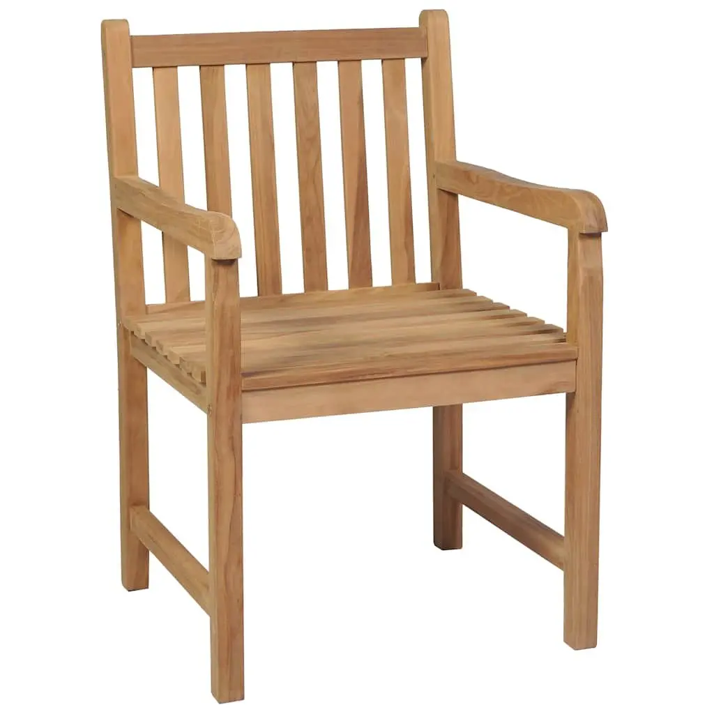 Teak Wood Outdoor Garden Chairs Set 8 Piece with Weather Resistant Anthracite Cushions for Patio and Garden