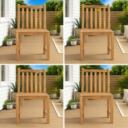 Outdoor Garden Chairs 4 Pcs Solid Teak Wood Brown Patio Seating Set
