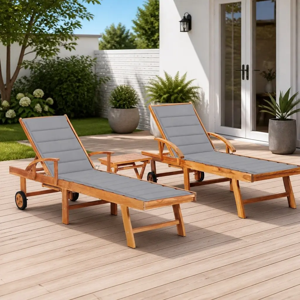Sun Lounger Set Adjustable Backrest Teak Hardwood 2 pcs