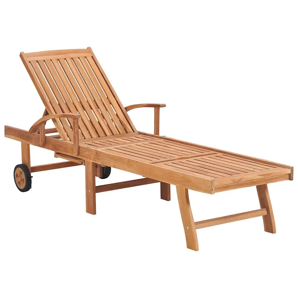 Sun Lounger Set Adjustable Backrest Teak Hardwood 2 pcs