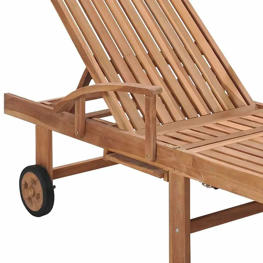 Sun Lounger Adjustable Backrest Teak Wood 2 pcs Outdoor Garden Patio