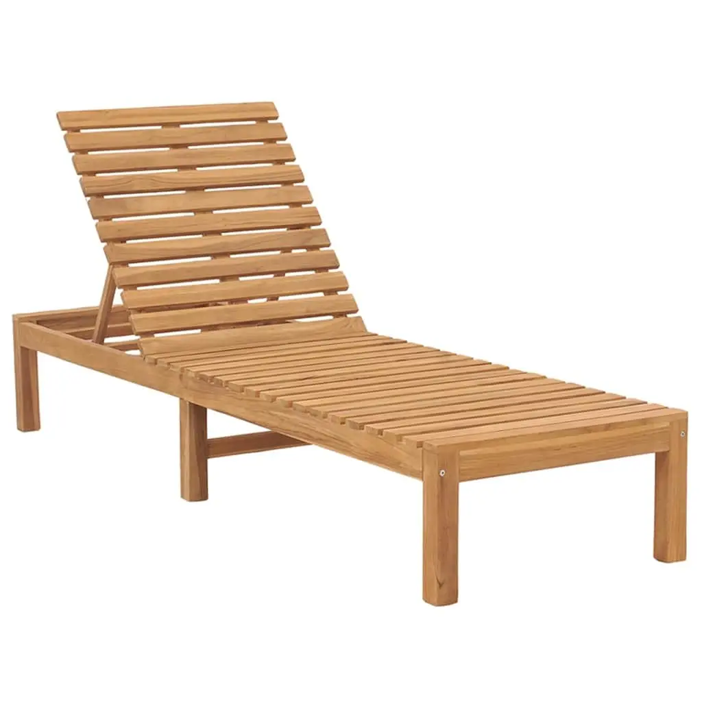 Sun Lounger Adjustable Backrest Solid Teak Wood 2 pcs