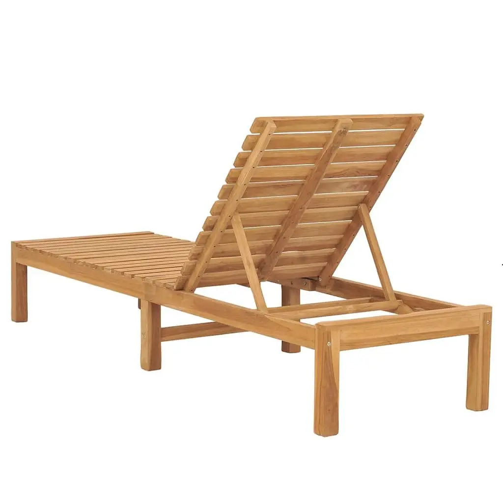 Sun Lounger Adjustable Backrest Solid Teak Wood 2 pcs