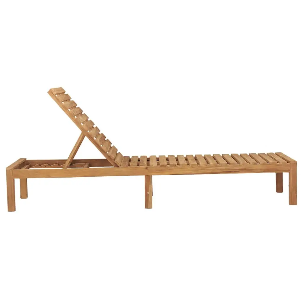 Sun Lounger Adjustable Backrest Solid Teak Wood 2 pcs