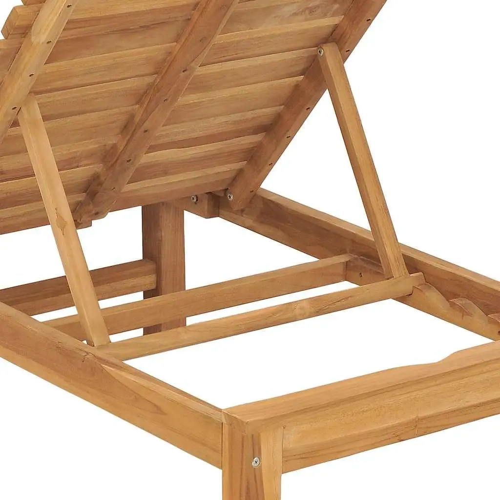 Sun Lounger Adjustable Backrest Solid Teak Wood 2 pcs
